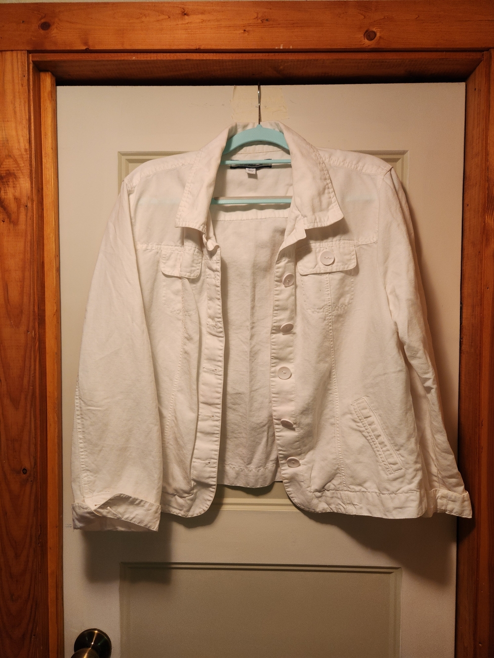 croft & barrow White Cotton Button-Front Jean Jacket